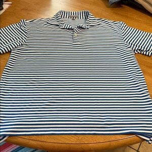 Peter Millar Blue and White Striped Polo Shirt